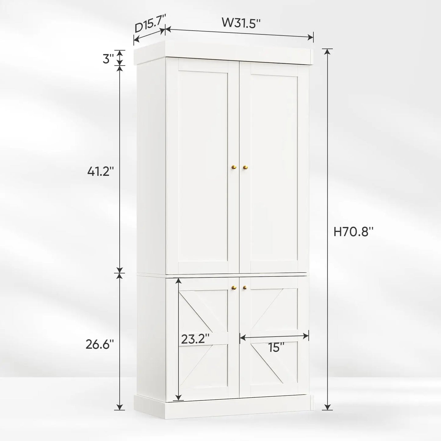 70.8" Bookshelf with Glass Doors, Farmhouse Modular Bookcase with 6-Tier Adjustable Shelves, Large Storage Cabinet, Customized