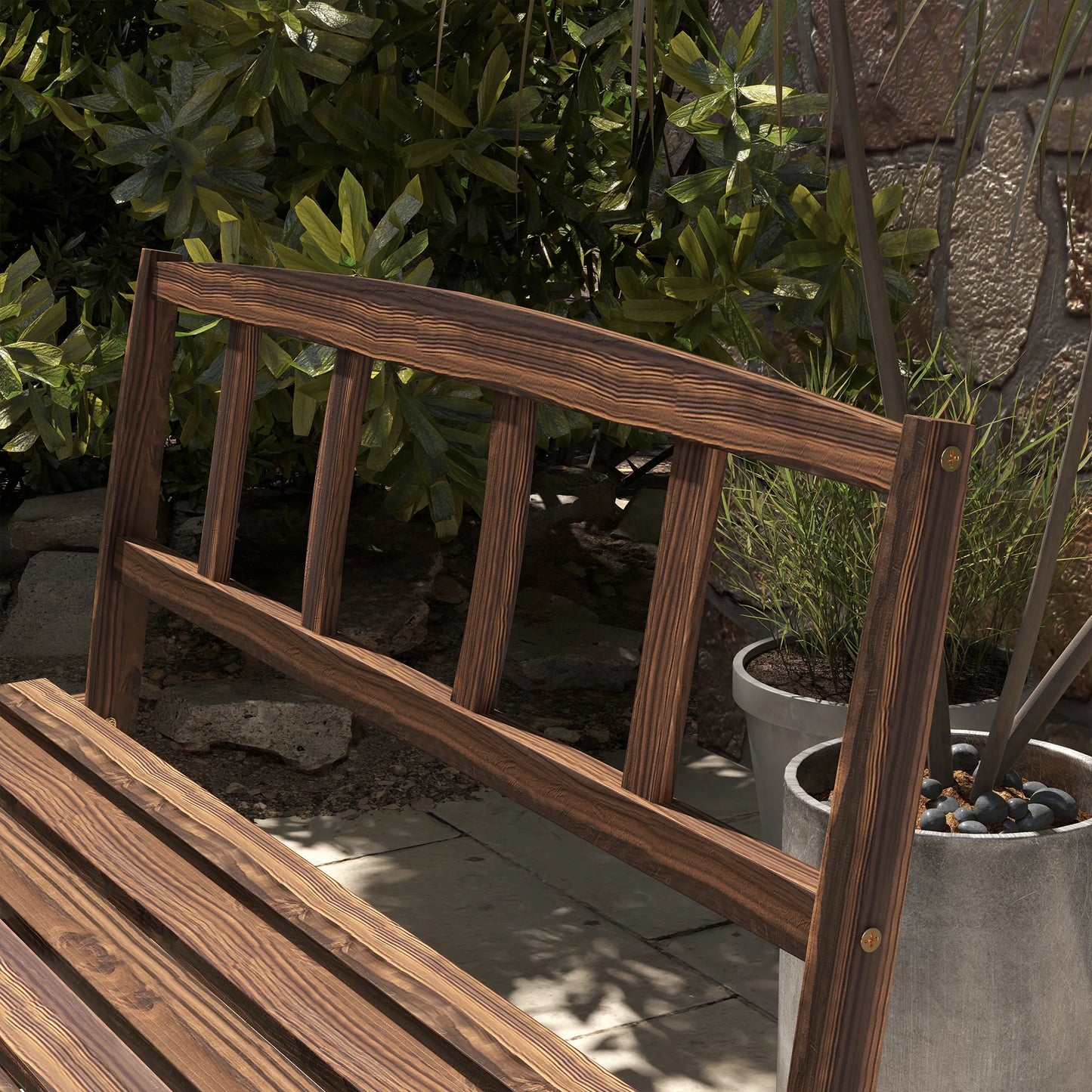 Outsunny Patio Dining Set For Four With Carriage Wheels