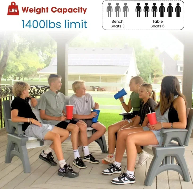 Convert-a-Bench 2-in-1 Outdoor Bench & Picnic Table - Foldable, Weather-Resistant Seating - Perfect for Patio, Lawn, Garden