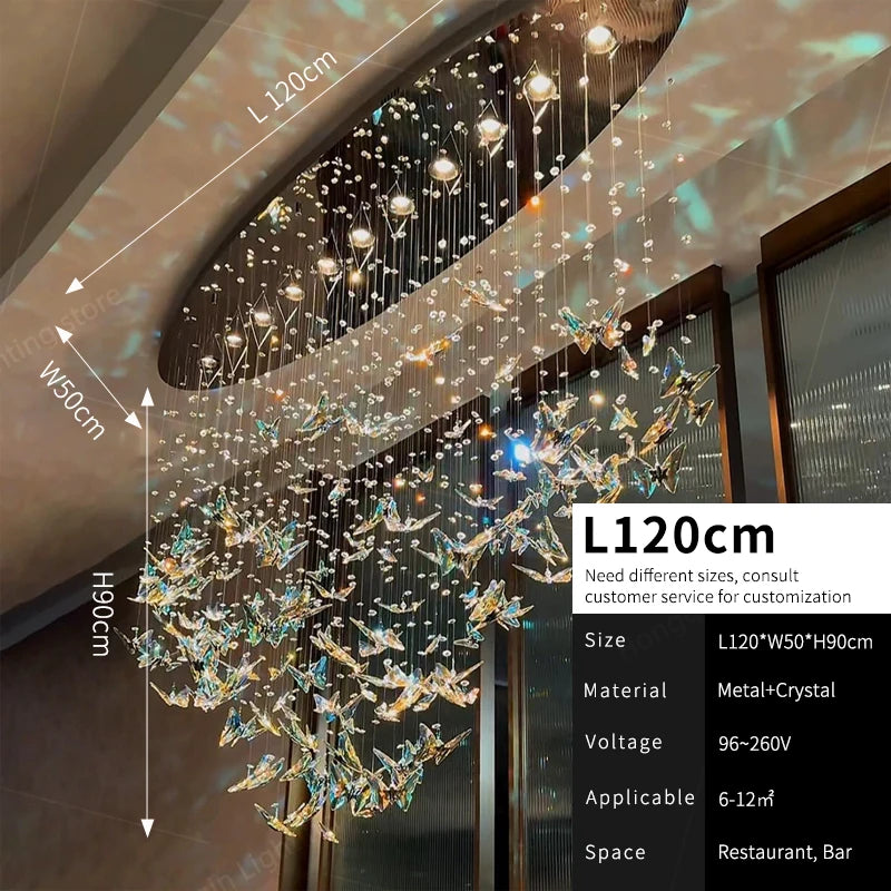 Crystal Butterfly Pendant Chandelier For Living Room