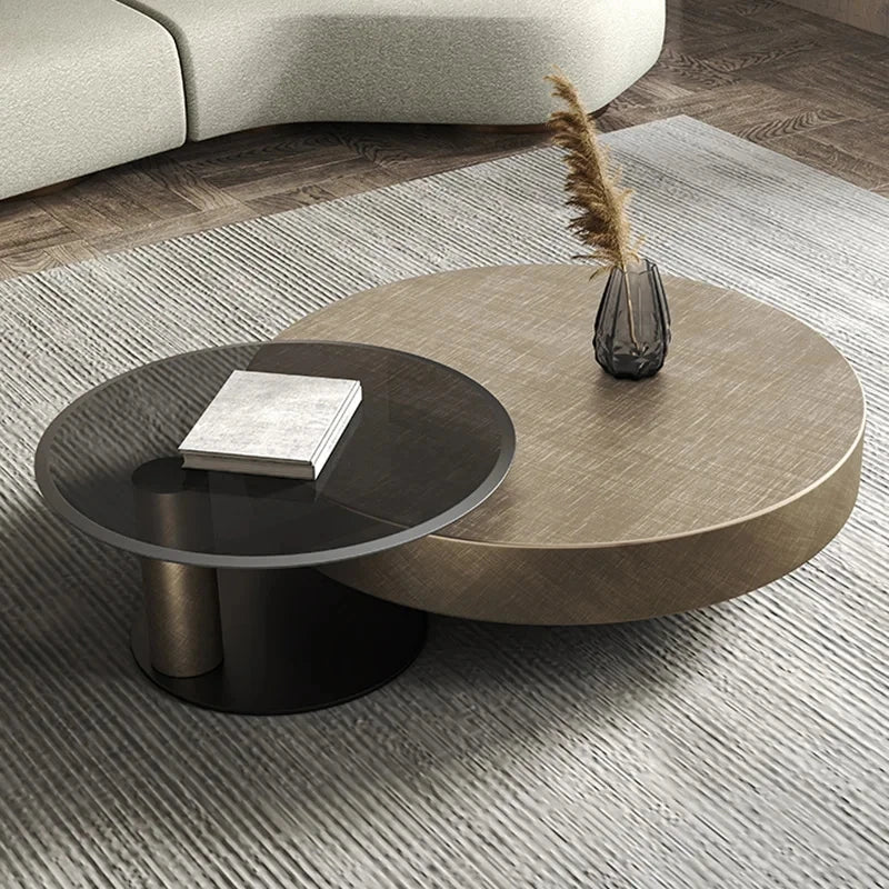 QWC Modern Round Metal Coffee Table for Living Room