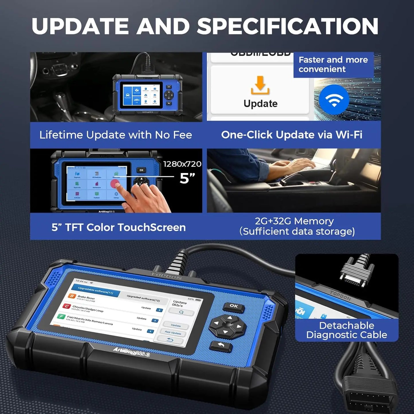 Topdon ArtiDiag600S OBD2 Scanner Diagnostic Tool Pro
