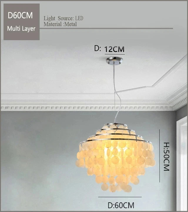 Nordic Modern Minimalist Shell Wind Chime Chandelier Romantic Living Room Restaurant Bedroom Led Decorate Ceilling Hanging Light
