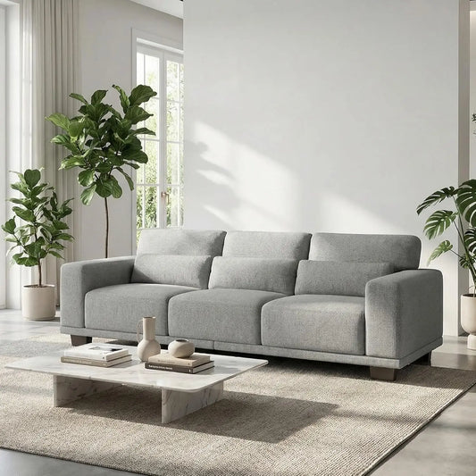 Contemporary Linen Upholstered Sofa For Living Room Office
