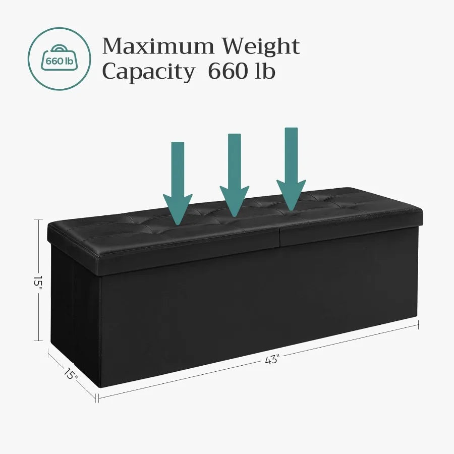 XIUWO Storage Ottoman Bench With Flipping Lid And Iron Frame