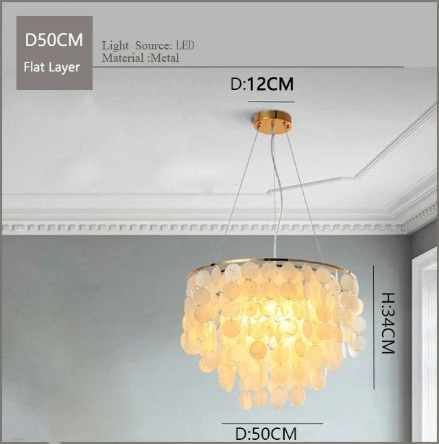 Nordic Modern Minimalist Shell Wind Chime Chandelier Romantic Living Room Restaurant Bedroom Led Decorate Ceilling Hanging Light