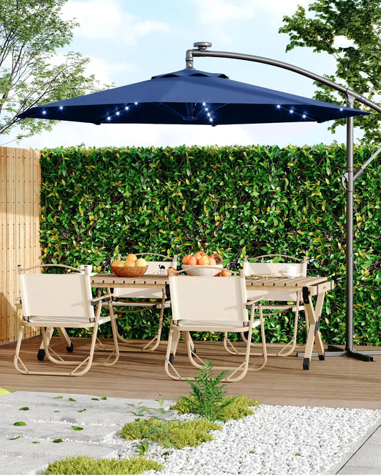 HiMISS Offset Patio Umbrella With Solar LED Lights