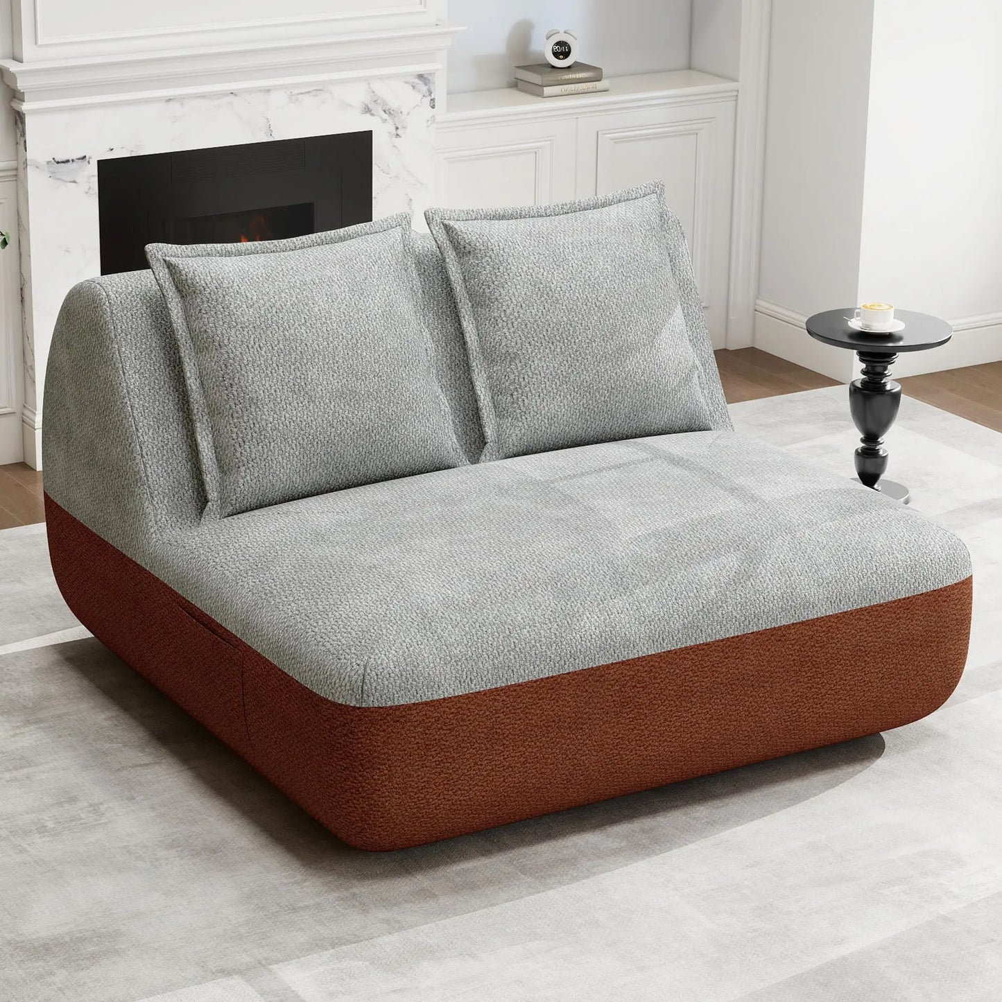 Hobestluk Mini Loveseat Sofa For Small Spaces Armless Couch With Side Pocket