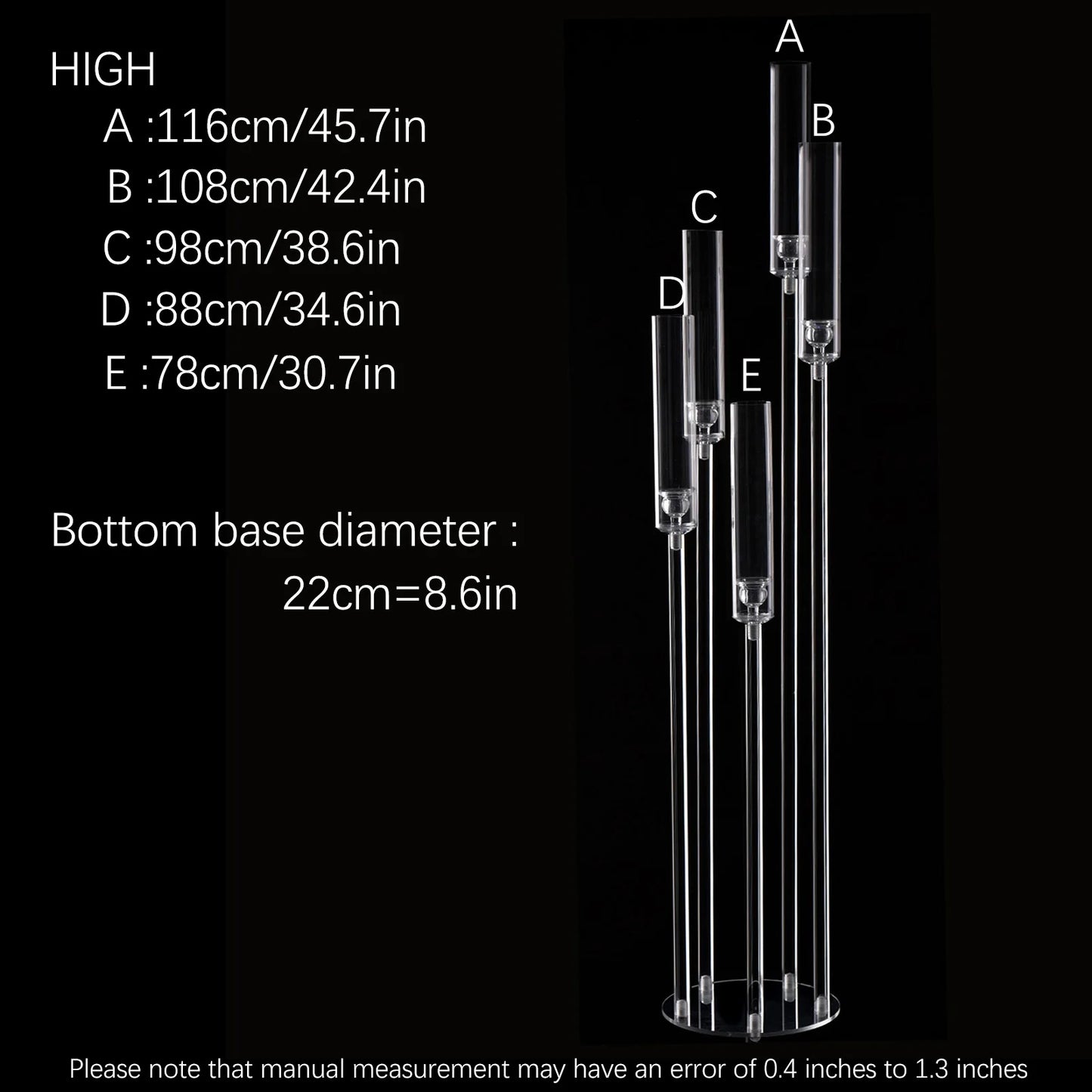 VINCIGANT 5 Arm Acrylic Candelabra Centerpiece For Weddings