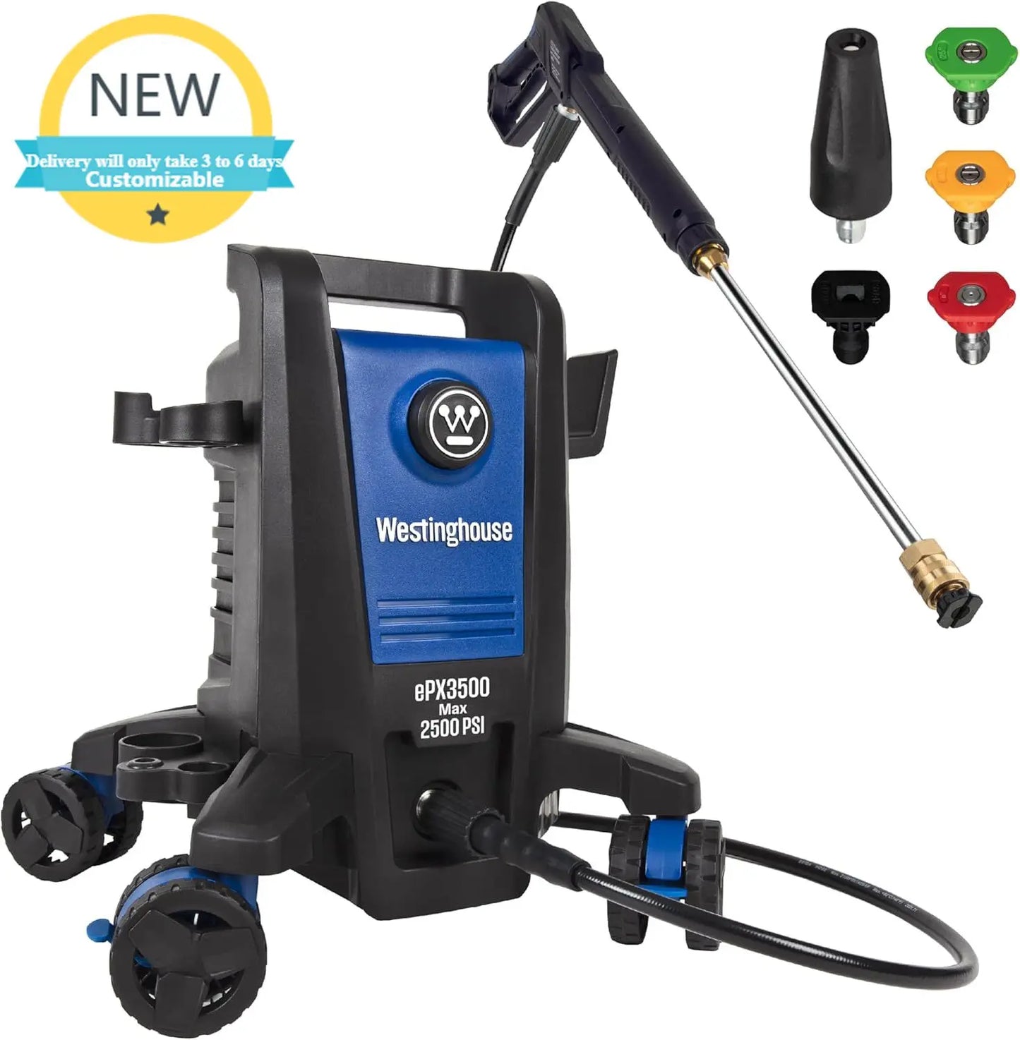 ePX3500 Electric Pressure Washer, 2500 Max PSI 1.76 Max GPM with Anti-Tipping Technology, Onboard Soap Tank
