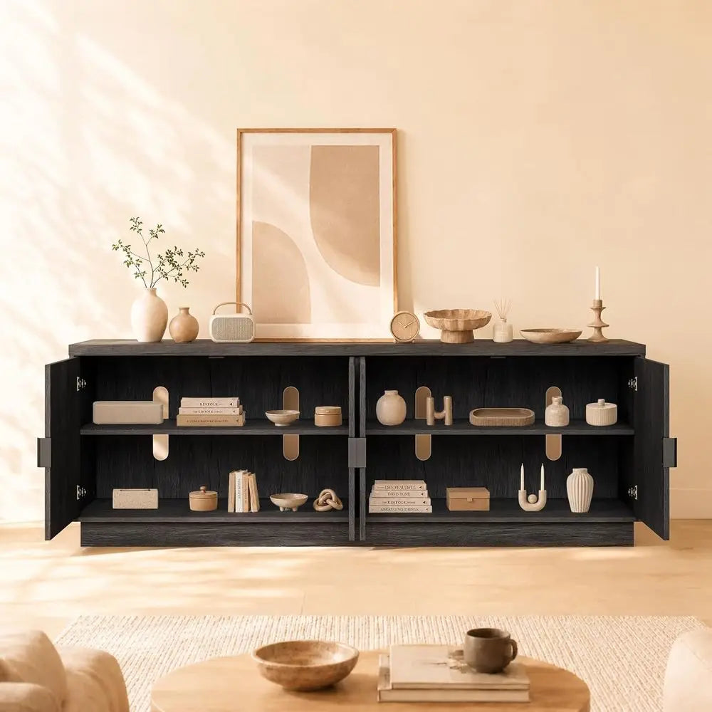 TV Stand And Entertainment Center With Adjustable Shelves And Storage Cabinet