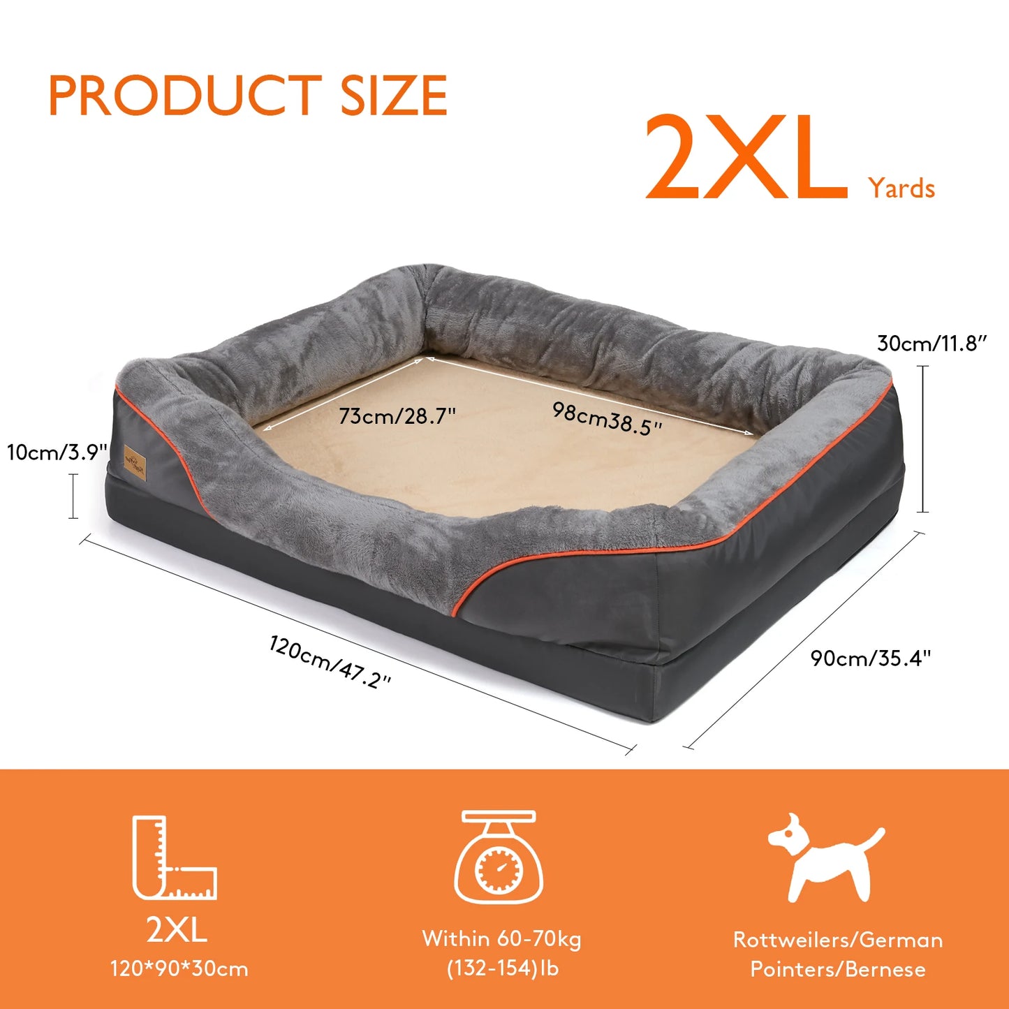 BINGOPAW Dog Bed With Removable Washable Cover And Anti Allergy