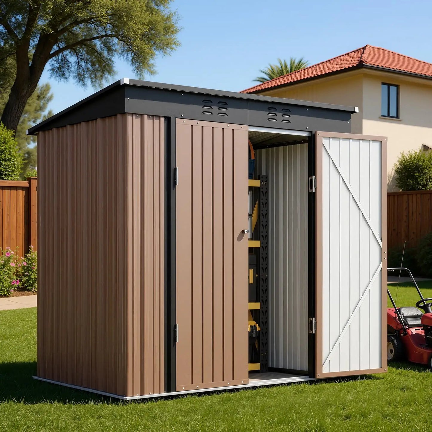 Metal Outdoor Storage Cabinet With Double Lockable Doors
