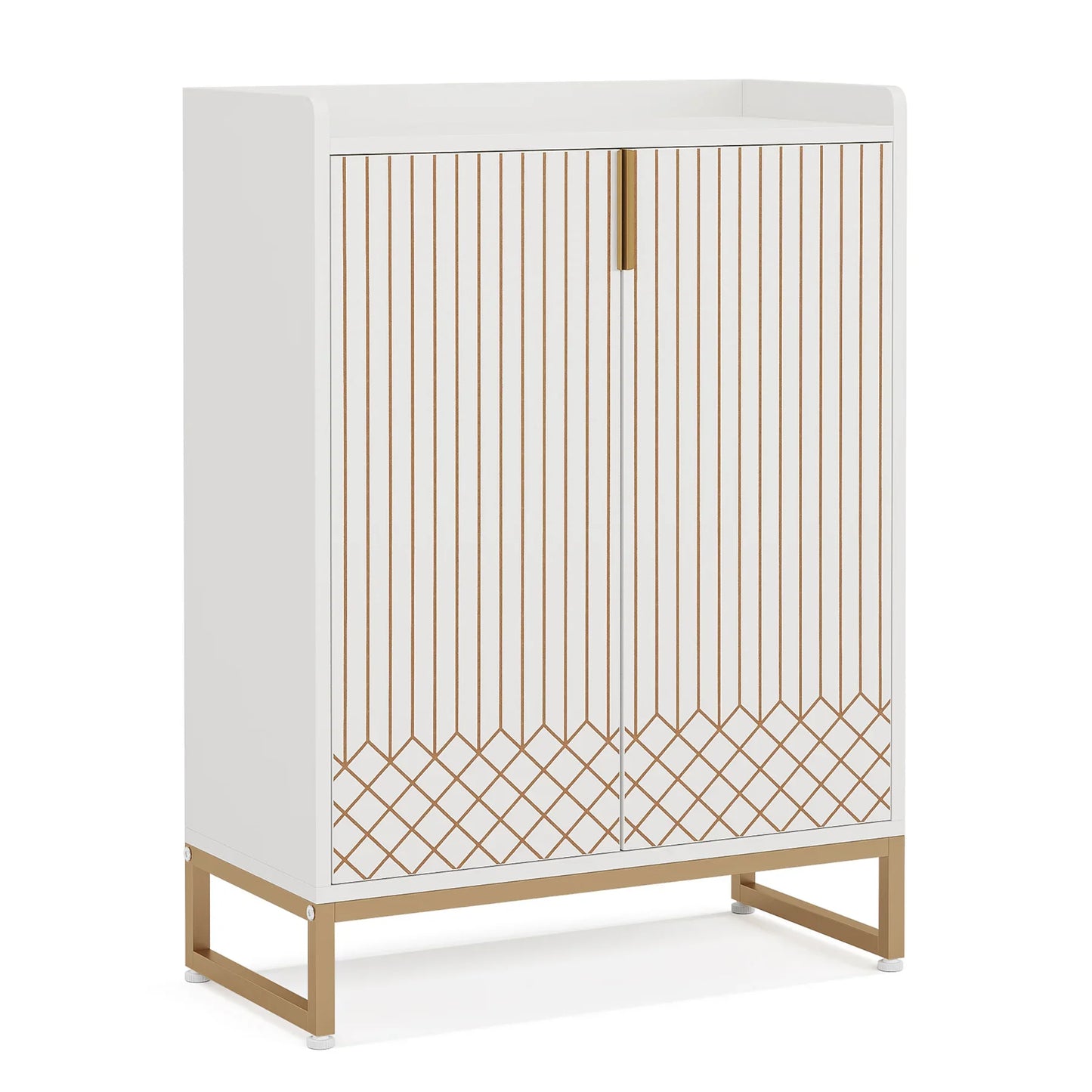 Tribesigns 5-Tier Wood Shoe Cabinet With Doors Storage Unit