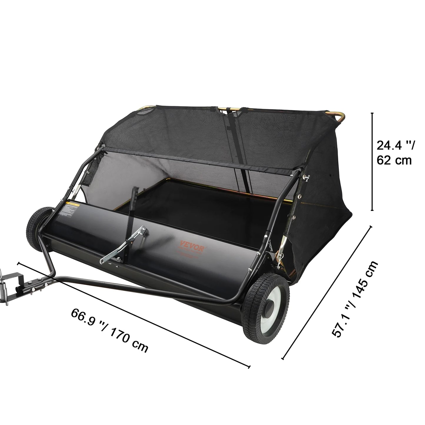 SucceBuy Tow Behind Lawn Sweeper Large Capacity Heavy Duty Leaf Grass Collector