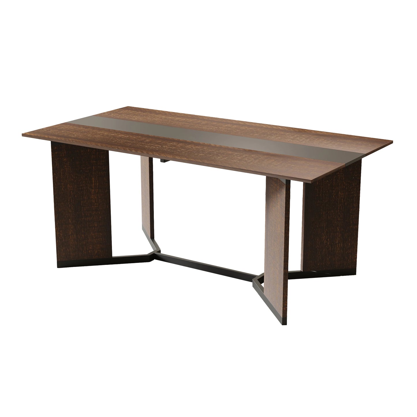 QiaoShiRen Modern Rectangular Wooden Dining Table With Metal Legs