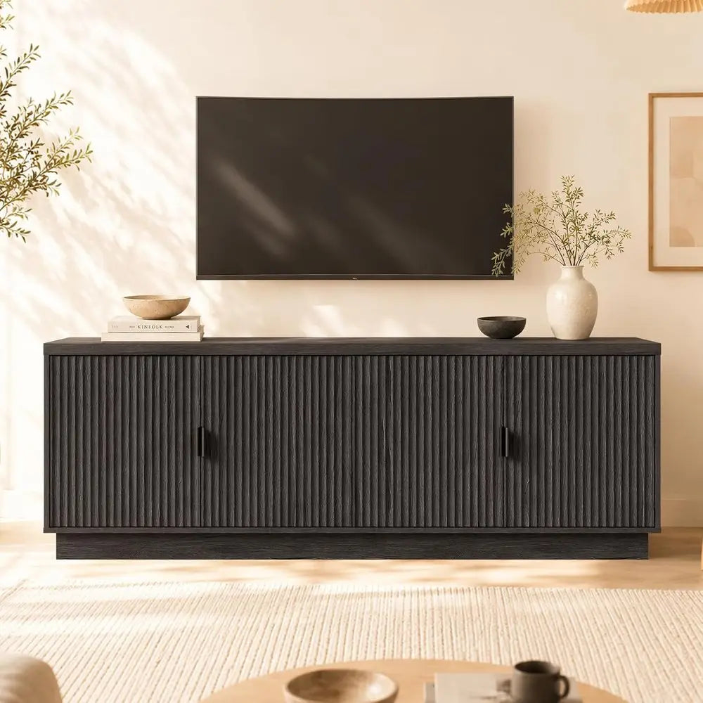 TV Stand And Entertainment Center With Adjustable Shelves And Storage Cabinet