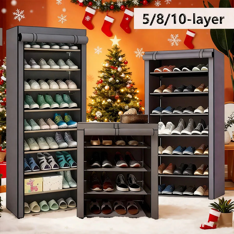 Five Eight Ten Layer Portable Shoe Cabinet With Nonwoven Cover