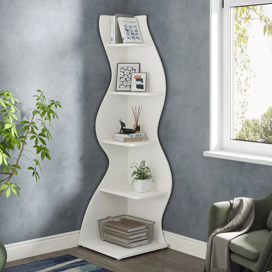 Tribesigns Corner Shelf 5-Tier Wall Bookshelf Plant Stand