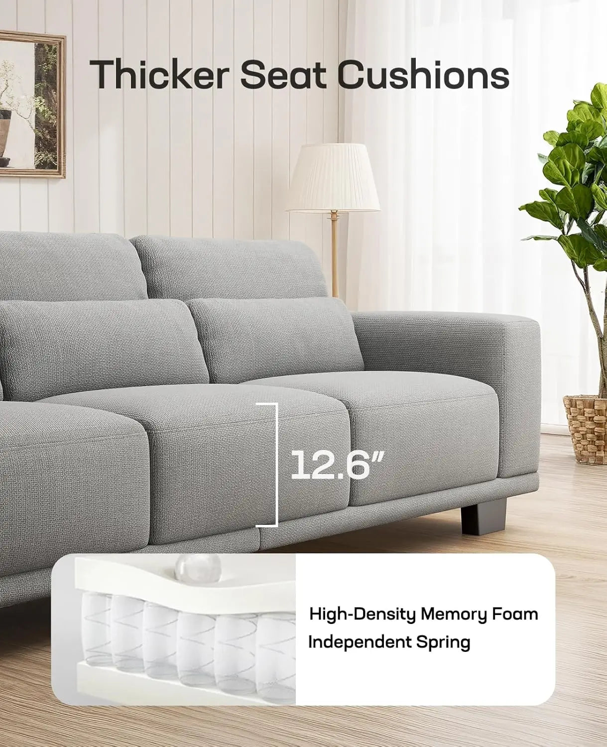 Contemporary Linen Upholstered Sofa For Living Room Office