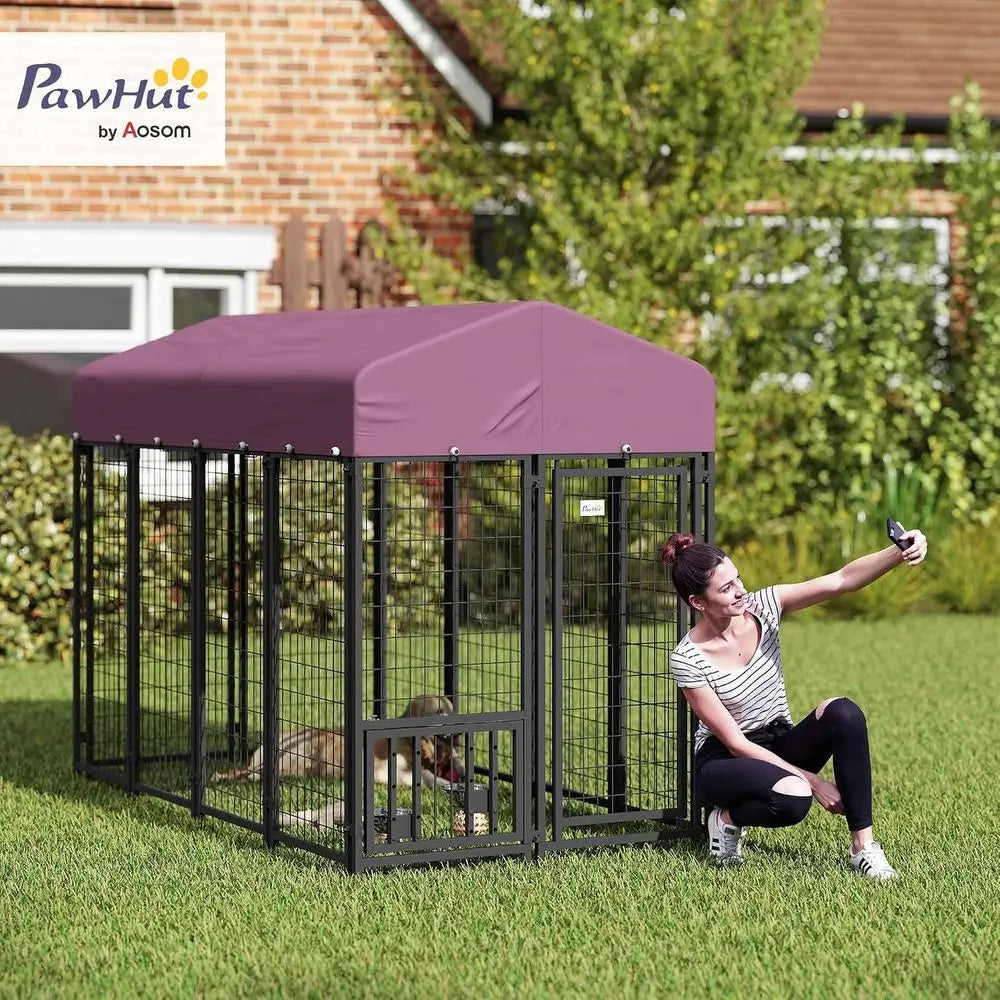 Heavy Duty Outdoor Dog Kennel With Roof And Adjustable Bowls