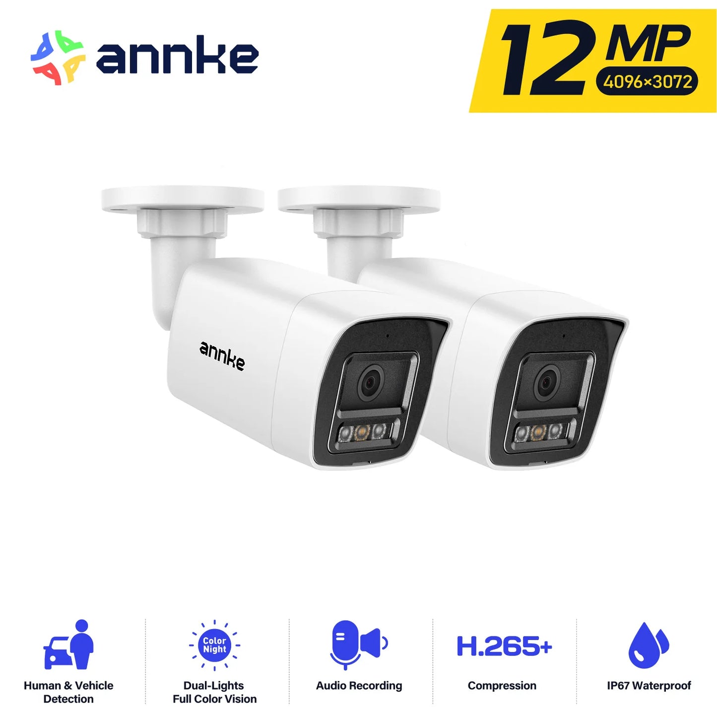 Annke 12MP Outdoor PoE Security Camera Featuring Night Vision Microphone