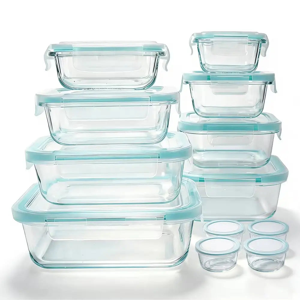 Glass Food Storage Containers With Airtight Snap Lids For Meal Prep