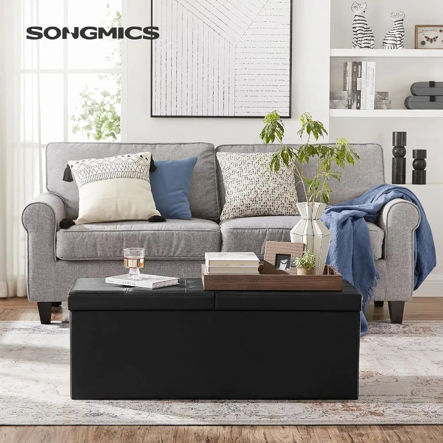 XIUWO Storage Ottoman Bench With Flipping Lid And Iron Frame
