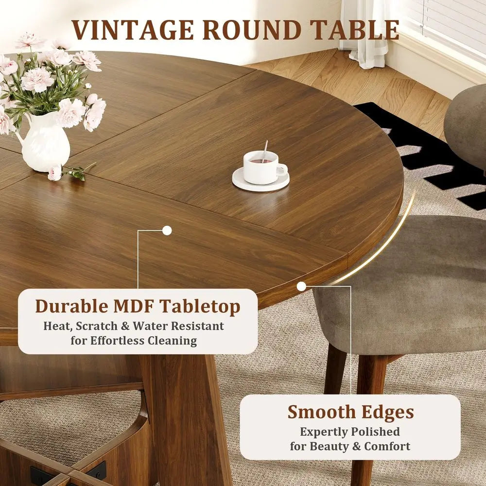 Round Dining Table for 46, 47 Kitchen Table for Dining Room, Circle Farmhouse Kitchen Table, Wood Dinner Table for Kitchen, Liv