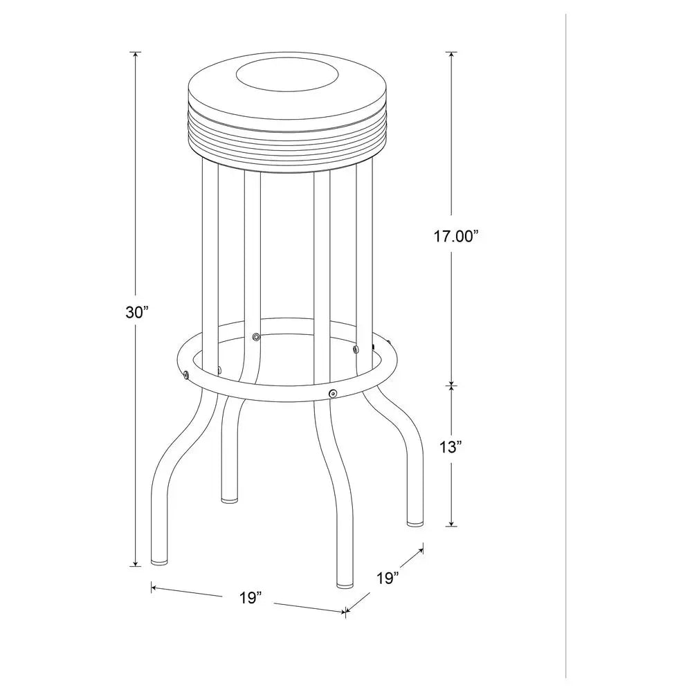 Bar Stool Chair in Red Seat Height 30 with Round Seat, Footrest Indoor for Dining Room Kitchen Bar Table Set of 2 -HOT