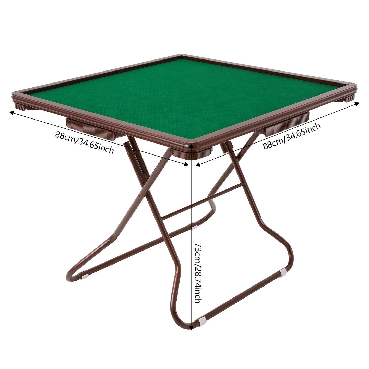 Bymaocar Foldable Mahjong Table With Velvet Surface 4 Cup Holders