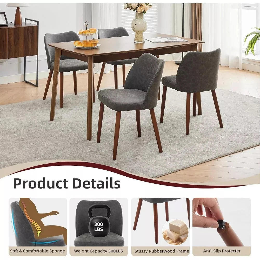 HiMISS Wingback Dining Chairs PU Leather Upholstered With Wood Legs