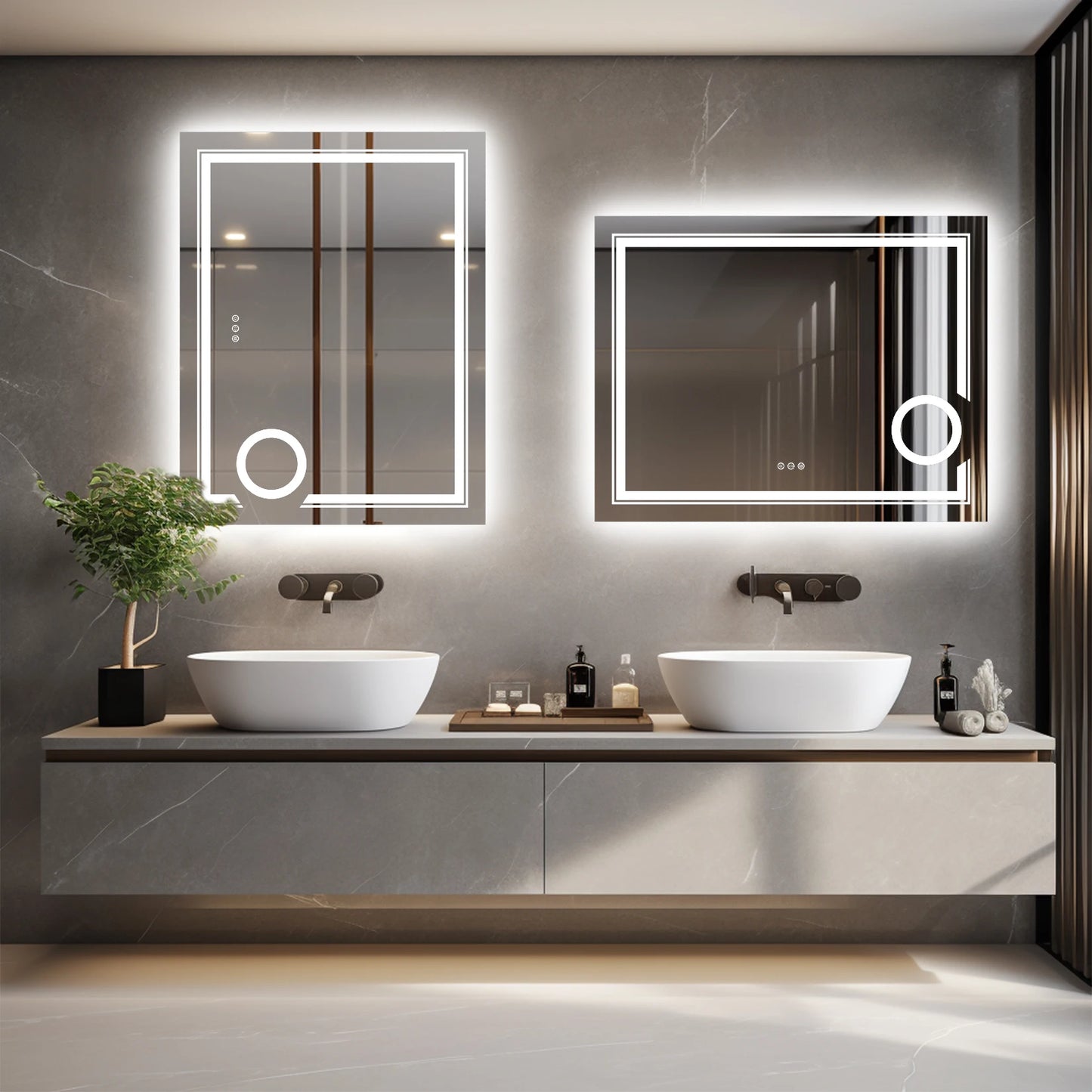 Smart LED Bathroom Mirror With 3X Magnifier And Backlit