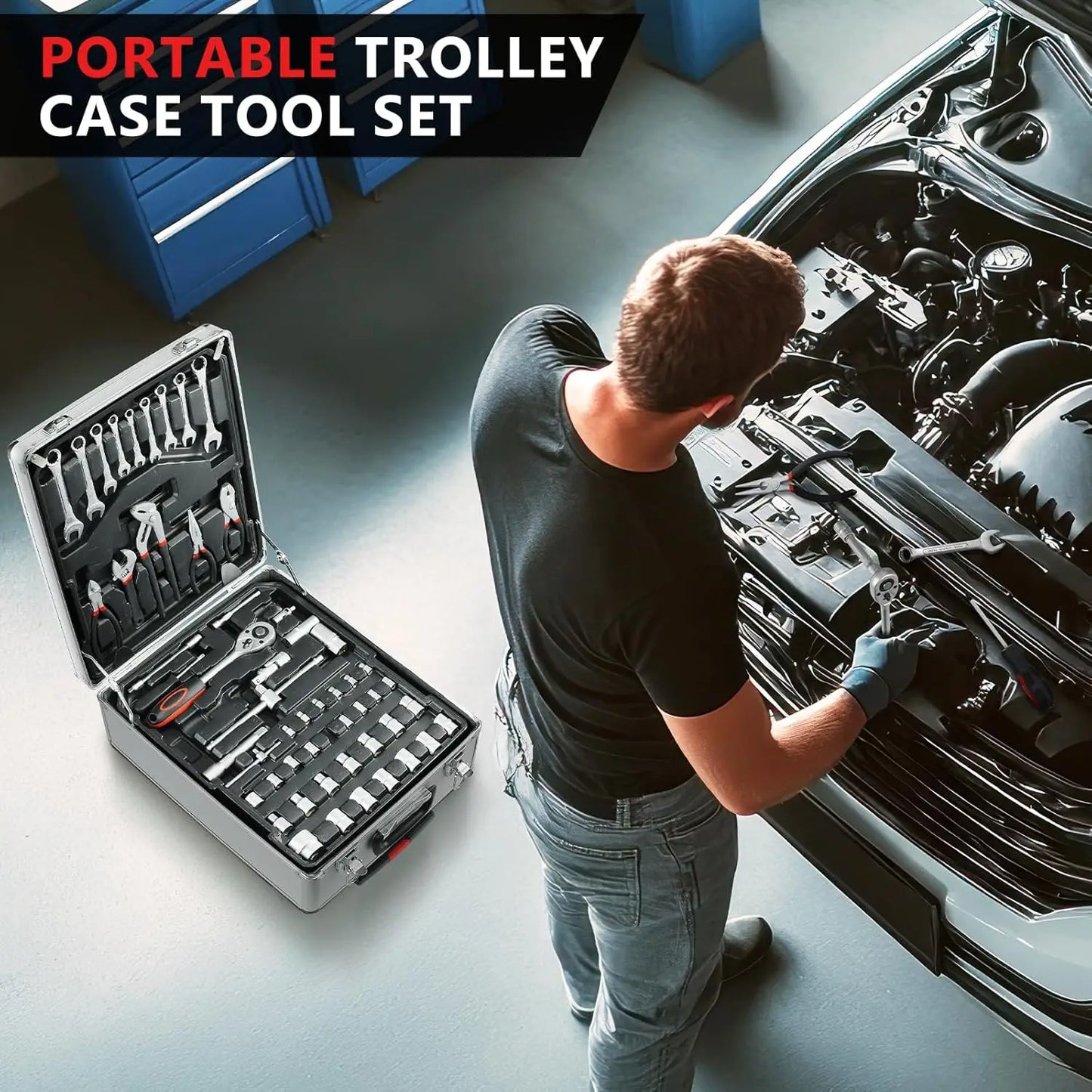 TLGREEN 799-Piece Mechanic Tool Set With Trolley Case