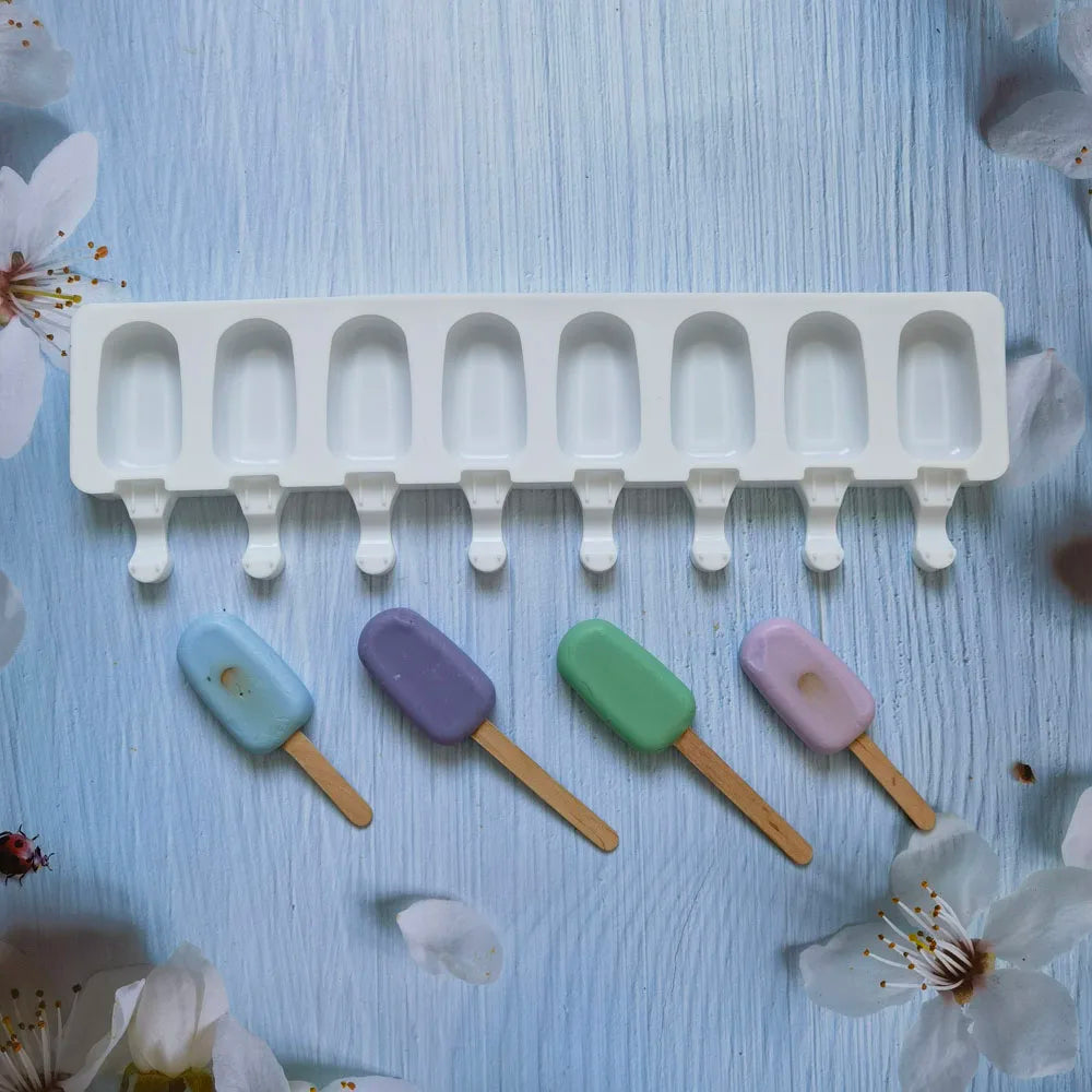 Eight Hole Silicone Ice Cream Mold For Freezer Popsicles