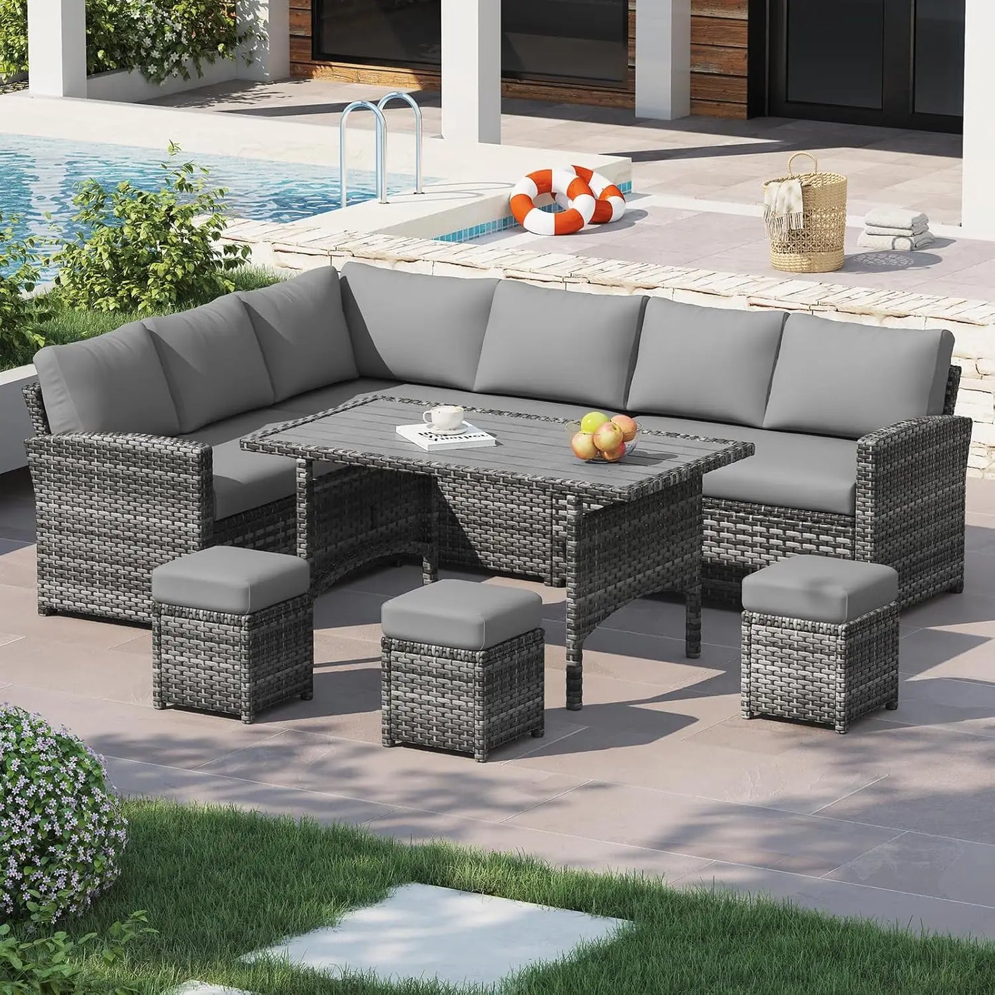 7-Piece Outdoor Patio Furniture Set With Waterproof Cover