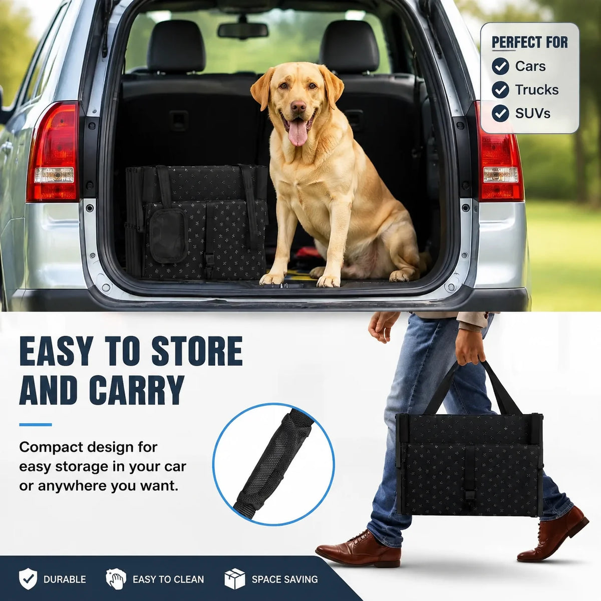 YTYIN Foldable Pet Stairs for Cars With Anti Slip Steps