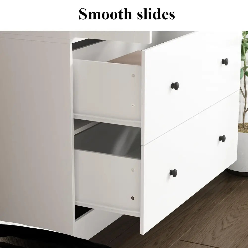Wardrobe Armoire Wooden Closet with Mirror, 2 Doors, 2 Drawers, 4 Open Storage Cubes and Hanging Rod for Bedroom, White