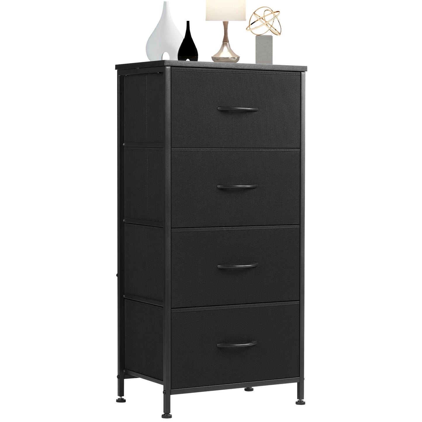 JHK Modern Dresser Nightstand Wardrobe With Four Fabric Drawers