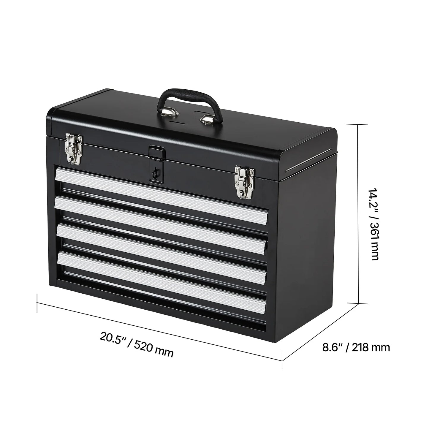 SucceBuy Metal Tool Box With 4 Drawer Chest Organizer