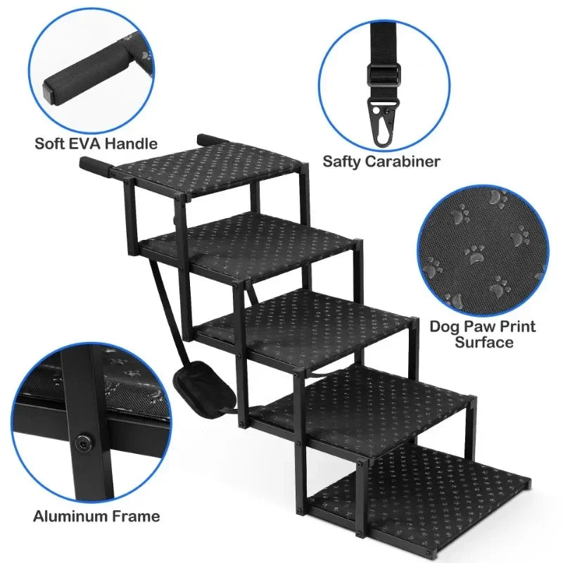 YTYIN Foldable Pet Stairs for Cars With Anti Slip Steps