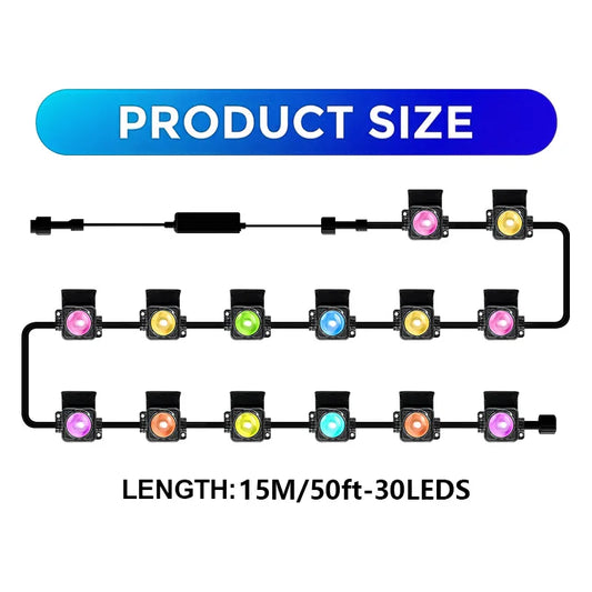 Outdoor RGB LED String Lights IP67 Waterproof Eave Decor