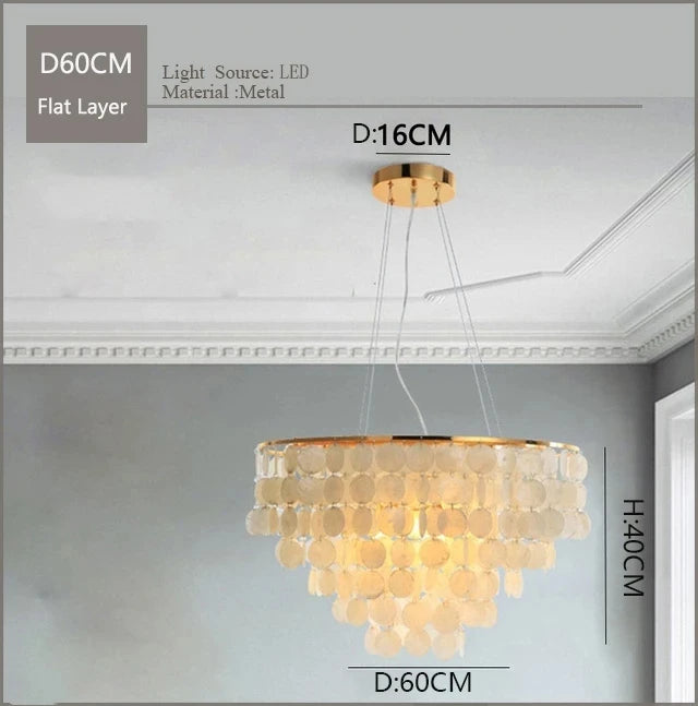 Nordic Modern Minimalist Shell Wind Chime Chandelier Romantic Living Room Restaurant Bedroom Led Decorate Ceilling Hanging Light