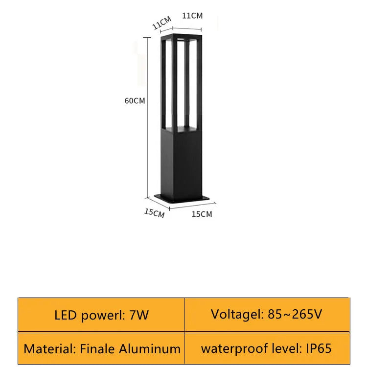 Dfiolk Outdoor Waterproof LED Lawn Lamp 7W 85-265V Aluminum