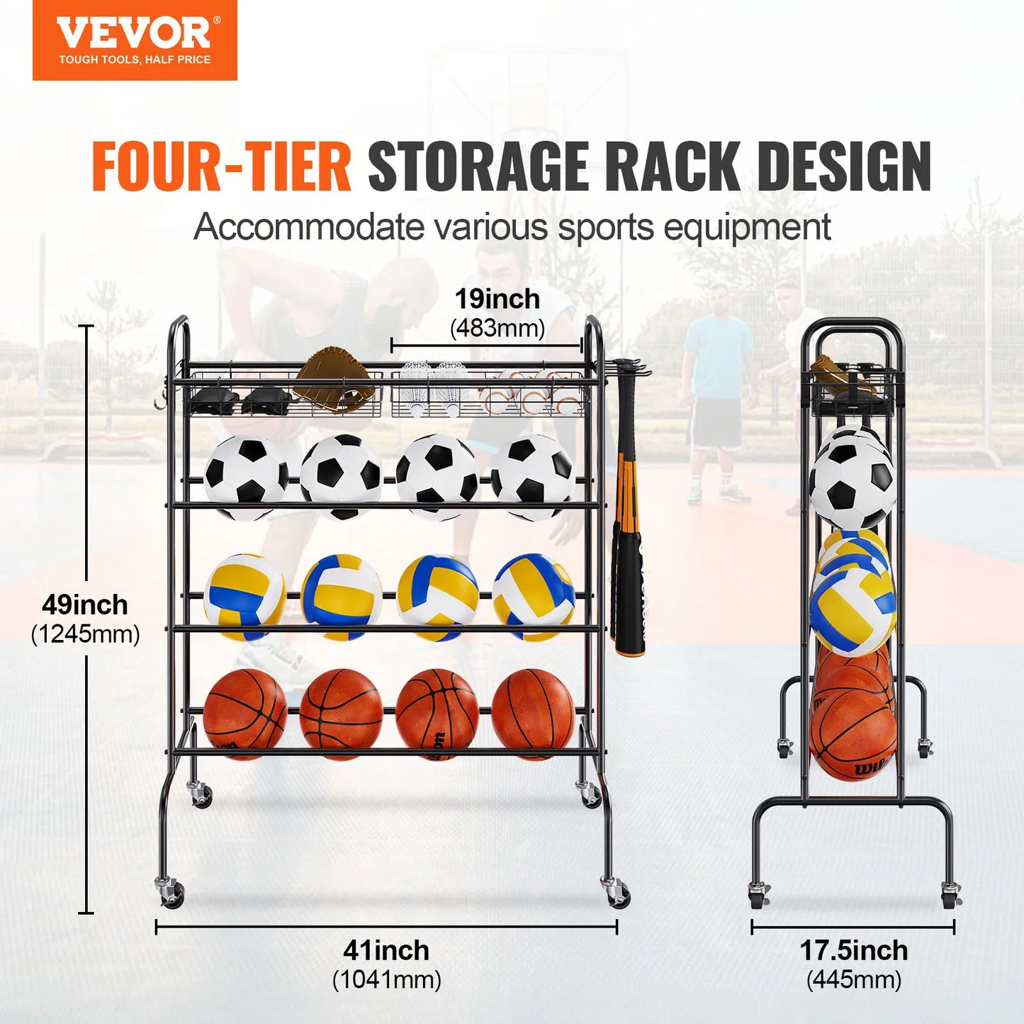 VEVOR Rolling Basketball Rack and Training Stand with Wheels