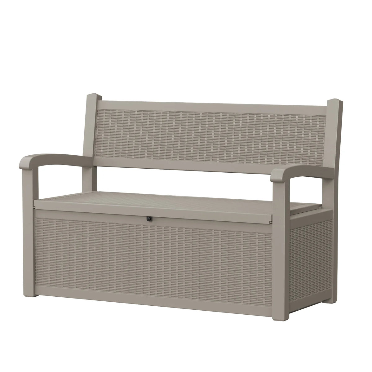 Outdoor Rattan Look Resin Storage Bench for Patio Gardens