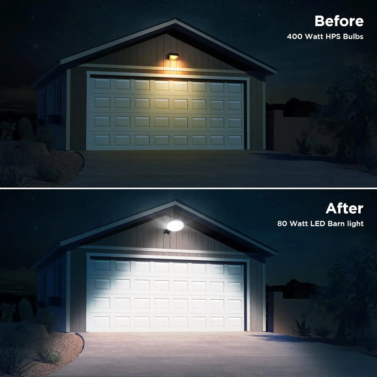 80W LED Barn Light 120V Dusk-to-Dawn Outdoor Lighting IP65