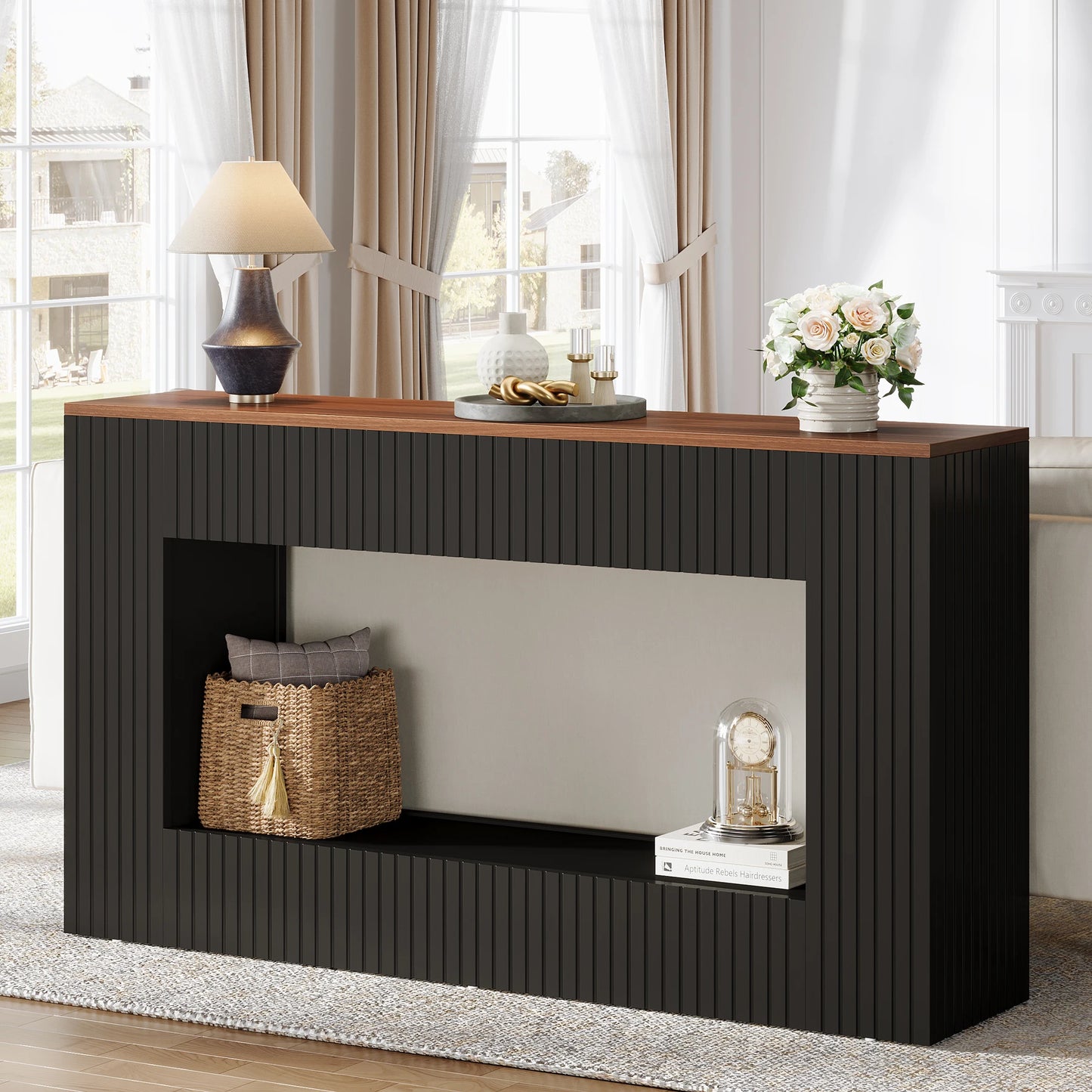 Tribesigns Console Table, 55-Inch Wood Entryway Table with Storage, Narrow Long Sofa Table Behind Couch Table for Living Room