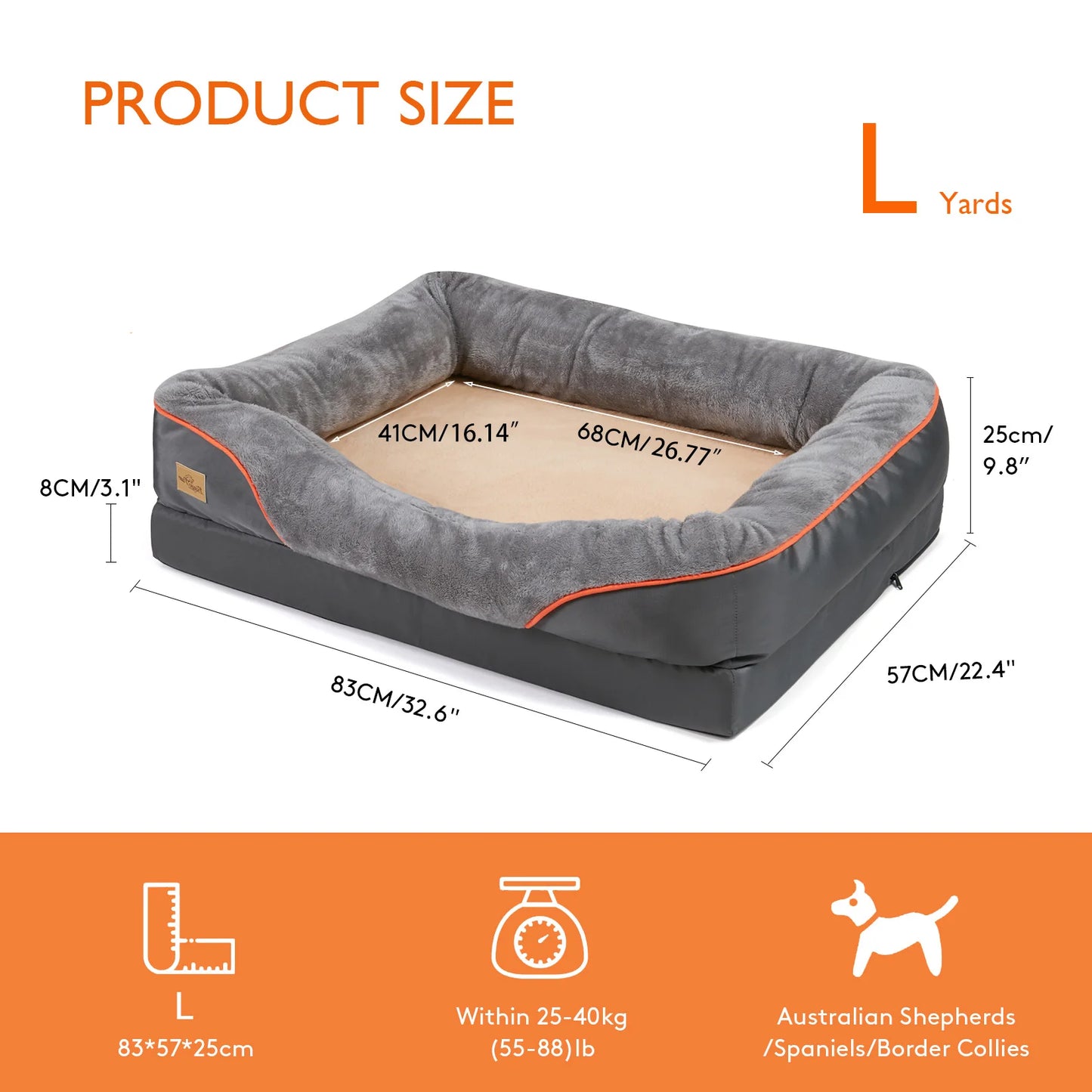 BINGOPAW Dog Bed With Removable Washable Cover And Anti Allergy