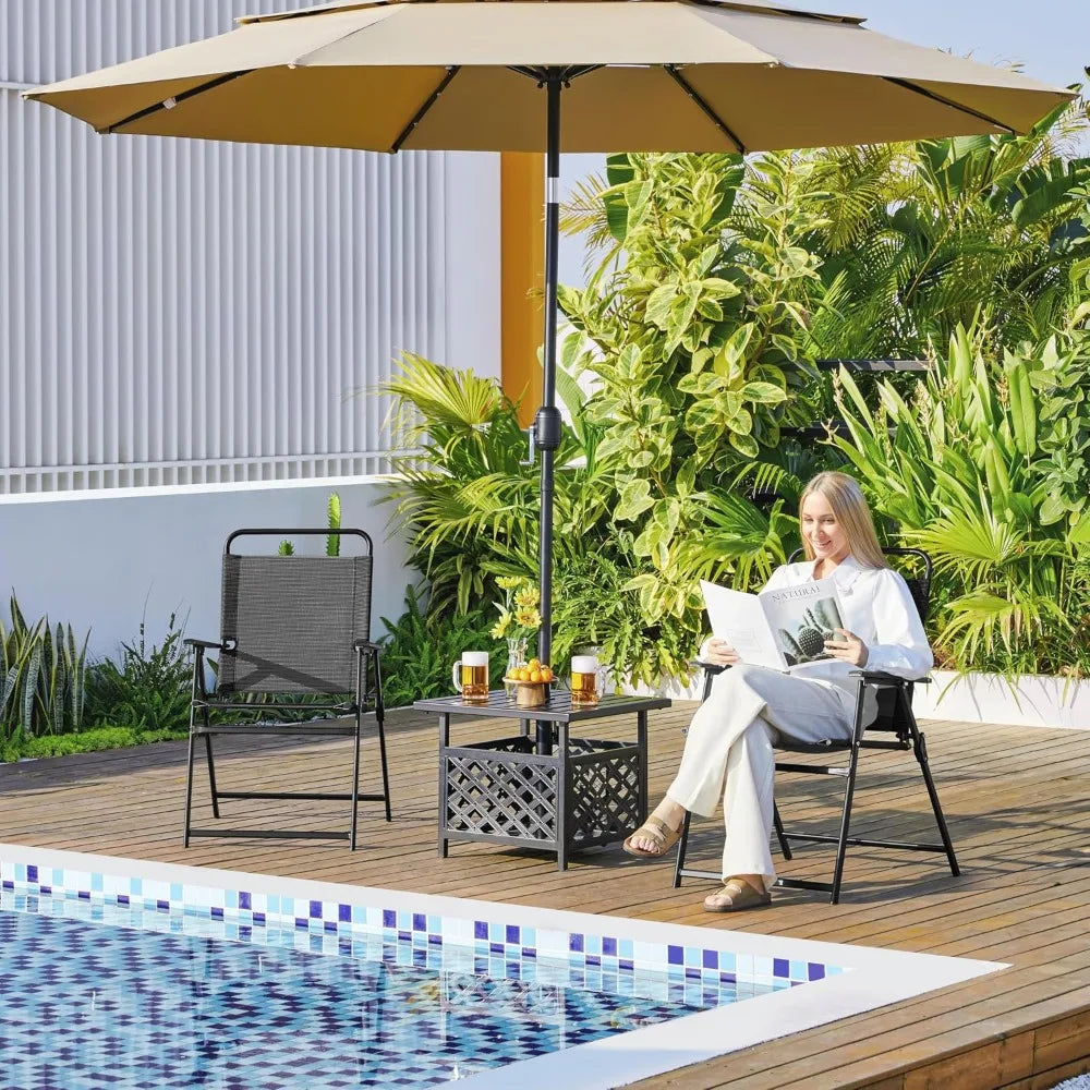 XMSJ 2 Piece Folding Outdoor Chairs With Cushions Carry Handle